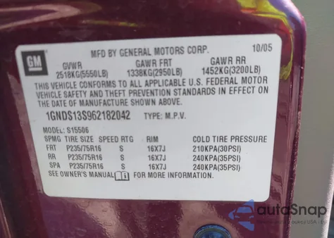 2006 Chevrolet Trailblazer Ls из США, поврежденный, VIN 1GNDS13S962182042